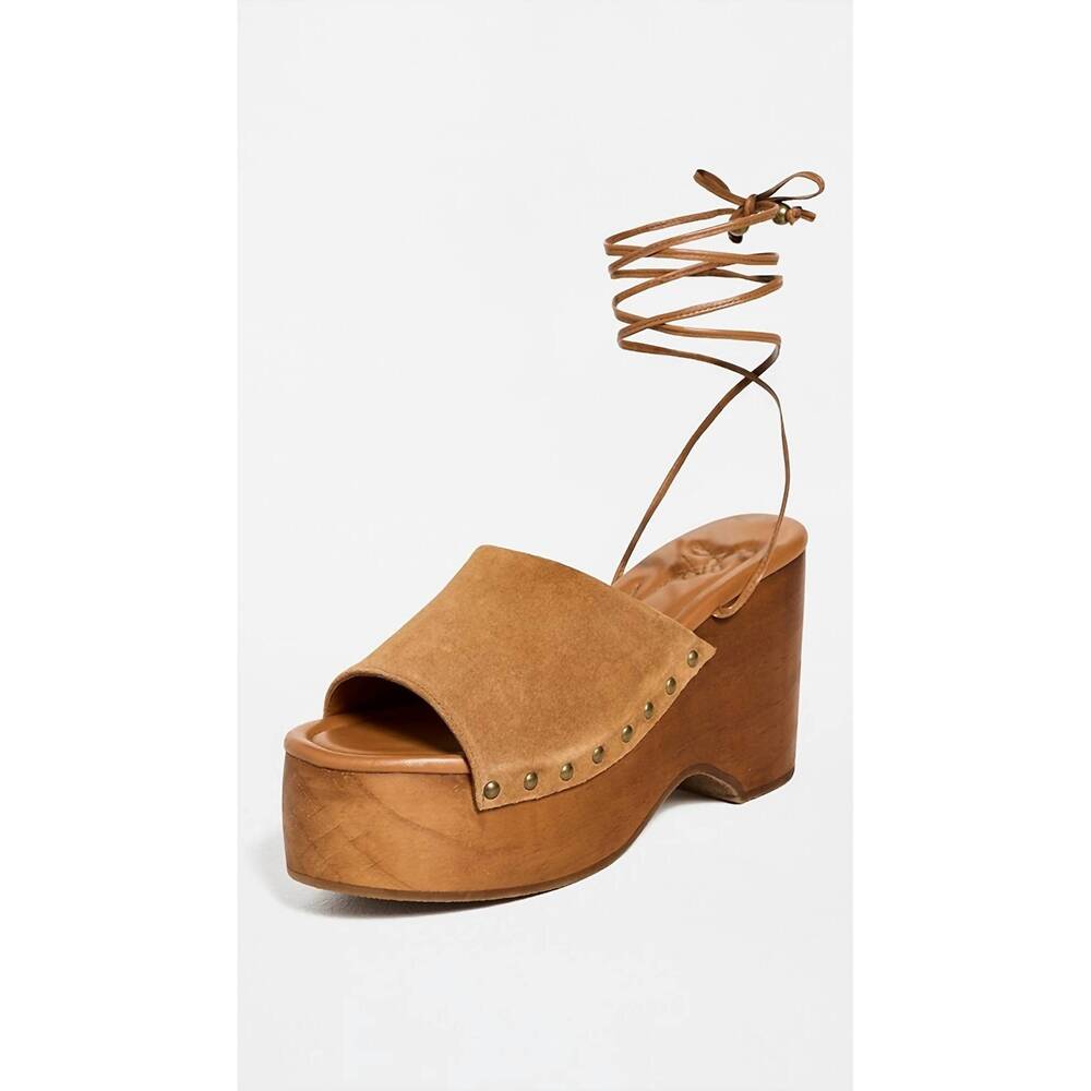 NEW FREE PEOPLE women's front row wrap clog in brown